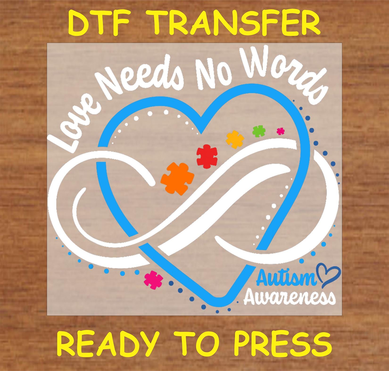 Autism DTF Transfer Iron on Heat Transfer - Ready to Press Hot Peel ...