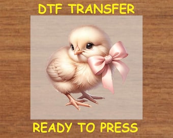 Easter DTF Transfer Iron On Heat Transfer - Ready to Press, Pastel Easter Chick Design Hot Peel Transfer DIY Shirt