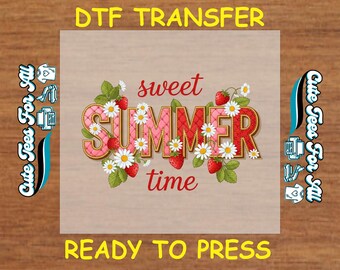 Summer DTF Transfer Iron On Heat Transfer - Ready to Press, Sweet Summertime DTF Transfer - Ready to Press for DIY Seasonal Apparel