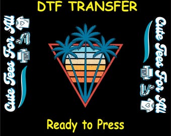 Summer DTF Transfer Iron On Heat Transfer - Ready to Press, Sunset Palm Tree DTF Transfer - Ready to Press for DIY Summer Vacation Shirts