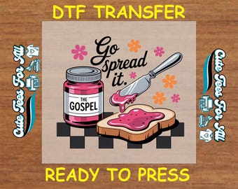 Religious DTF Transfer, Iron On Heat Transfer, Go Spread the Gospel Jar Funny Faith Heat Press DTF Ready to Press Dtf Transfer, DIY Iron ons