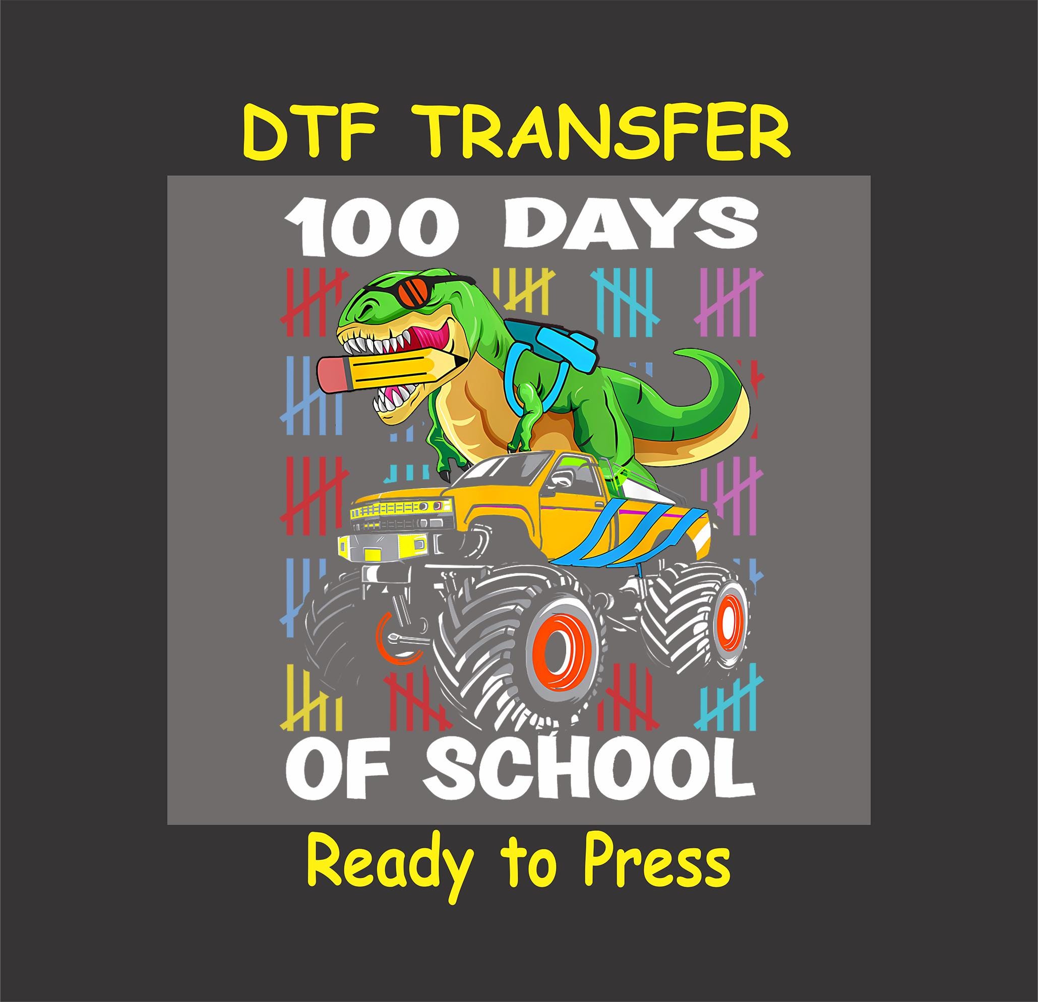 100 Days of School DTF Transfer Iron on Heat Transfer - Ready to Press ...