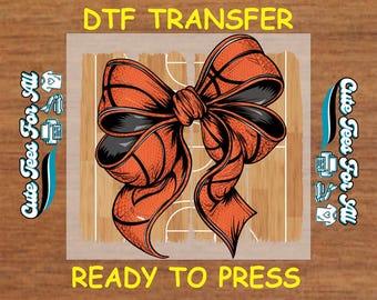 Basketball Bow DTF Transfer – Iron On Heat Press Decal for DIY Sports Shirts