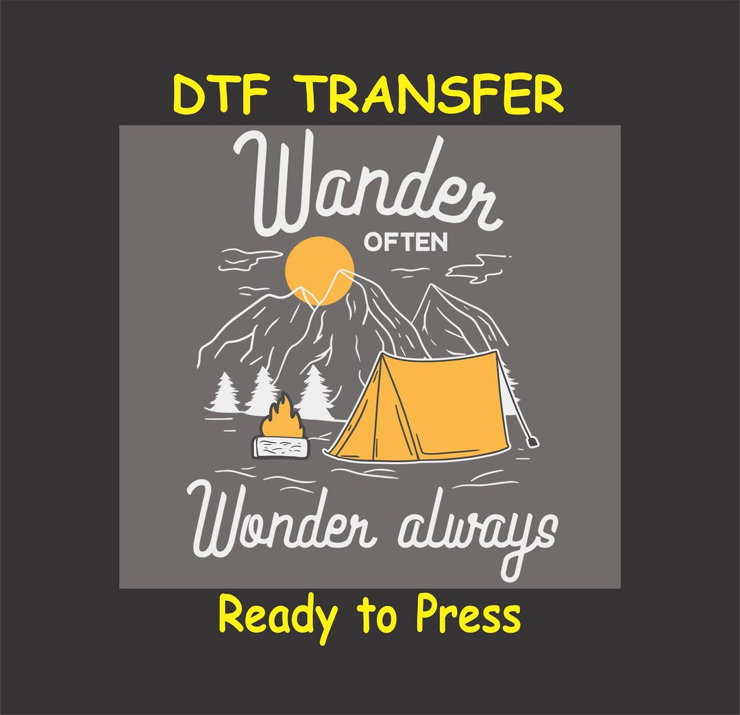Camping DTF Transfer Iron on Heat Transfer - Ready to Press Hot Peel ...