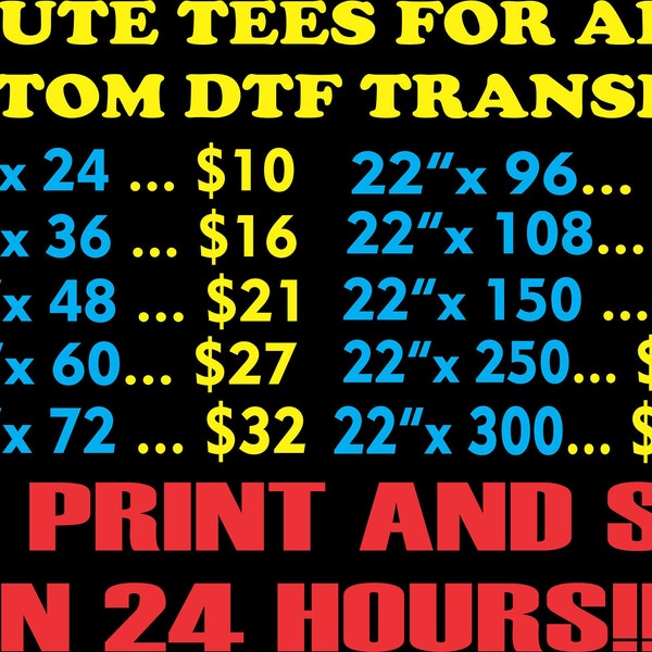 DTF Transfer Dtf Gang Sheet Ready to Press Dtf Custom Transfer Design Your Own Dtf Print Full Color Custom Shirt Transfer Custom Gang Sheet