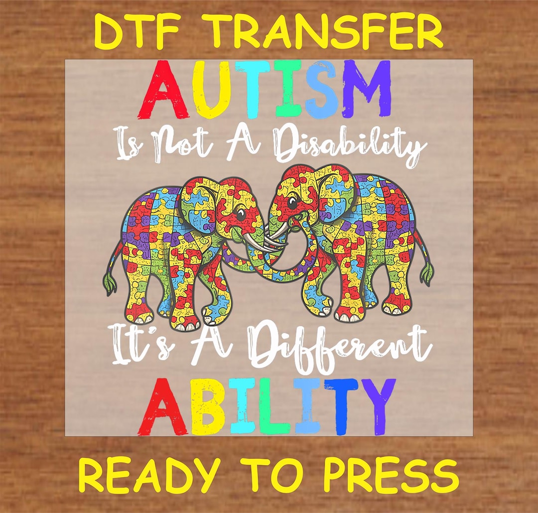 Autism DTF Transfer Iron on Heat Transfer - Ready to Press Hot Peel ...