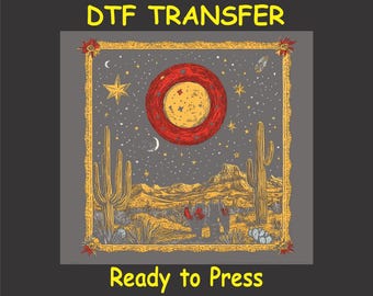 Western DTF Transfer Iron On Heat Transfer - Ready to Press, Vintage Cowboy Landscape DTF Transfer - Ready to Press Western DIY Shirt