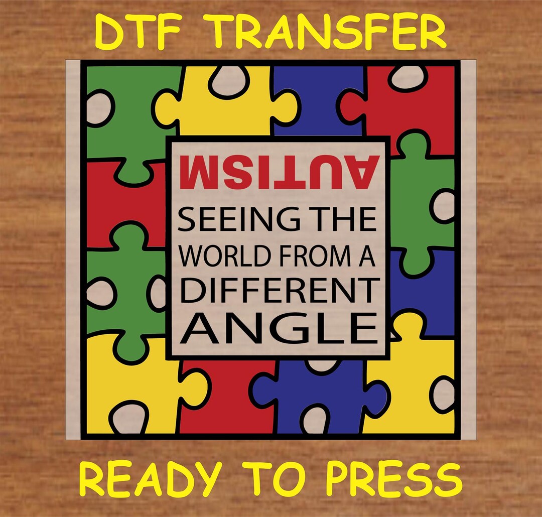 Autism DTF Transfer Iron on Heat Transfer - Ready to Press Hot Peel ...