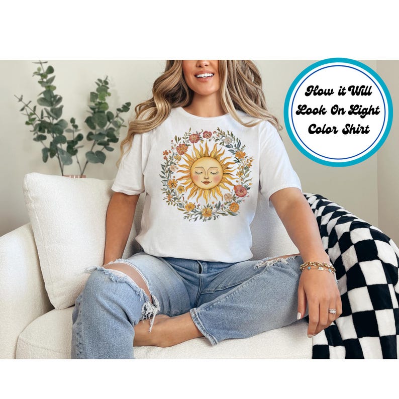 Boho DTF Transfer Iron on Heat Transfer - Ready to Press, Sun and ...