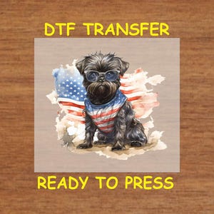 4th Of July DTF Transfer Iron On Heat Transfer - Patriotic Puppy DTF Transfer - Ready to Press for DIY Independence Day Shirts