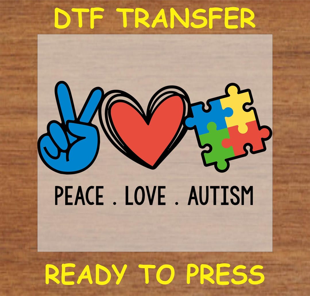 Autism DTF Transfer Iron on Heat Transfer - Ready to Press Hot Peel ...