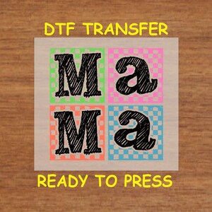 Mom DTF Transfer Iron On Heat Transfer - Ready to Press, Colorful Mama Blocks DTF Transfer - Ready to Press Cute Mom Print DIY
