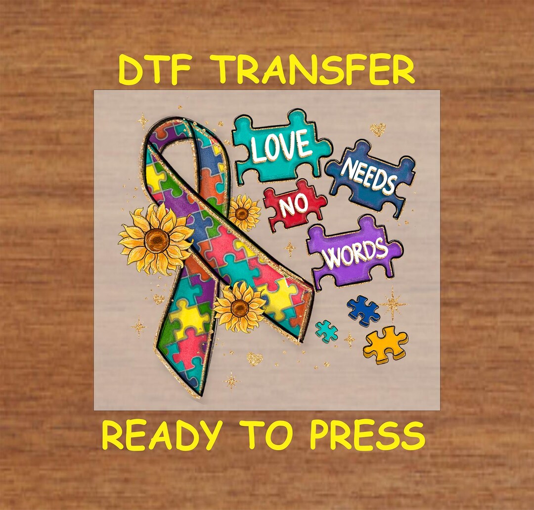 Autism DTF Transfer Iron on Heat Transfer - Ready to Press Hot Peel ...