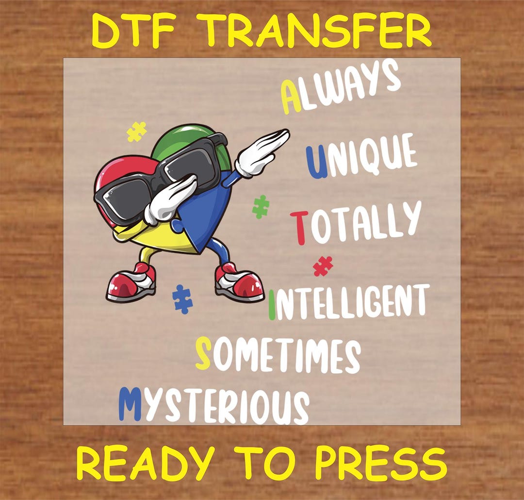 Autism DTF Transfer Iron on Heat Transfer - Ready to Press Hot Peel ...