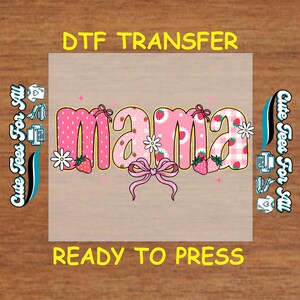 Mom DTF Transfer Iron On Heat Transfer - Ready to Press, Strawberry Mama DTF Transfer - Ready to Press for DIY Summer Mama Graphic Tees