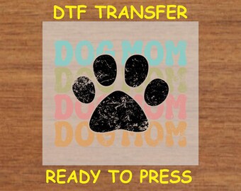Dog DTF Transfer Iron On Heat Transfer - Ready to Press, Retro Paw Print DTF Transfer - Ready to Press Dog Lover DIY Shirt