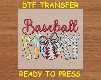 Mom DTF Transfer Iron On Heat Transfer - Ready to Press, Baseball Mom DTF Transfer - Ready to Press Sports Mom Print DIY Shirt