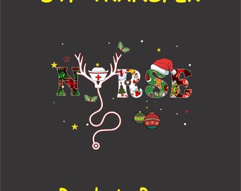 Christmas DTF Transfer Iron On Heat Transfer - Ready to Press Hot Peel, Nurse Christmas Holly Design