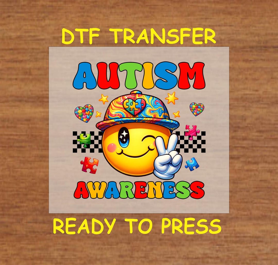 Autism DTF Transfer Iron on Heat Transfer - Ready to Press Hot Peel ...