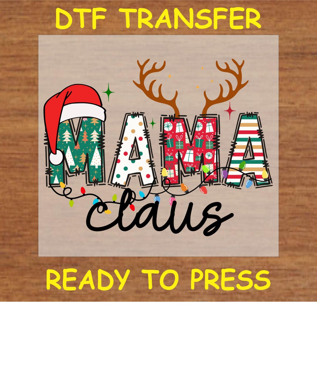 Christmas DTF Transfer Iron on Heat Transfer - Ready to Press Hot Peel ...