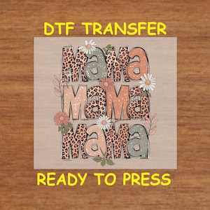 Mom DTF Transfer Iron On Heat Transfer - Ready to Press, Leopard Print Mama DTF Transfer - Ready to Press Cute Mom Print DIY