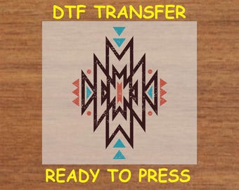 Western DTF Transfer Iron On Heat Transfer - Ready to Press, Tribal Aztec DTF Transfer - Ready to Press Western Print DIY Shirt