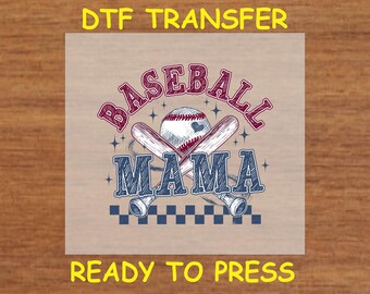 Mom DTF Transfer Iron On Heat Transfer - Ready to Press, Baseball Mama DTF Transfer - Ready to Press Sports Mom Print DIY Shirt