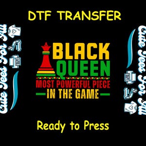 Juneteenth DTF Transfer Iron On Heat Transfer - Ready to Press, Black Queen DTF Transfer - Ready to Press Juneteenth DIY Shirt