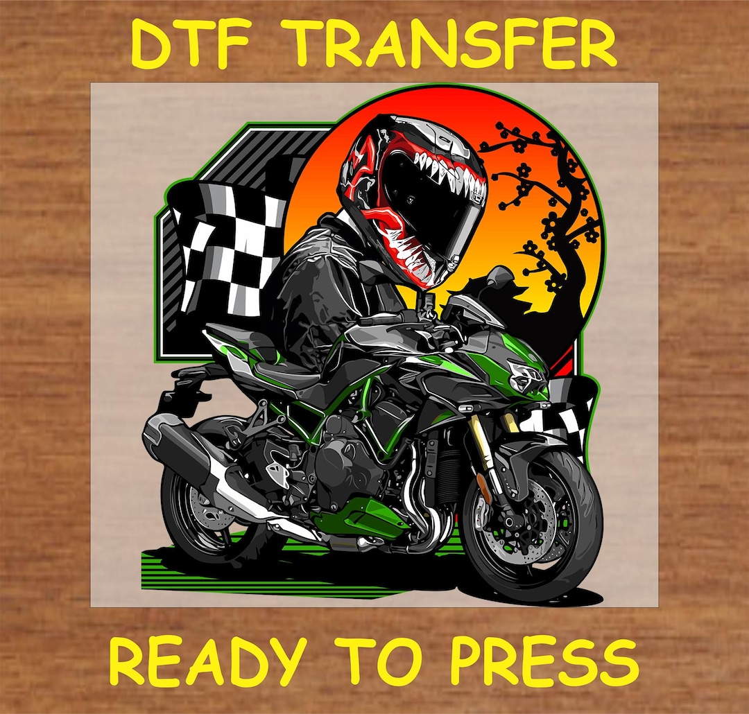 Motorcycle DTF Transfer Iron on Heat Transfer - Ready to Press Hot Peel ...