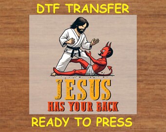 Easter DTF Transfer Iron On Heat Transfer - Ready to Press, Jesus Has Your Back Religious Easter Design Hot Peel Transfer DIY Shirt
