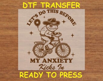 Funny DTF Transfer Iron On Heat Transfer - Ready to Press, Funny Cowboy Frog DTF Transfer - Ready to Press Funny Western DIY Shirt