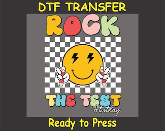 Testing DTF Transfer Iron On Heat Transfer - Ready to Press, Rock the Test Testing Design Hot Peel Transfer DIY Shirt