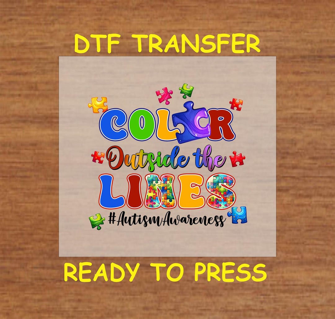 Autism DTF Transfer Iron on Heat Transfer - Ready to Press Hot Peel ...