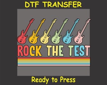 Testing DTF Transfer Iron On Heat Transfer - Ready to Press, Rock the Test Testing Design Hot Peel Transfer DIY Shirt