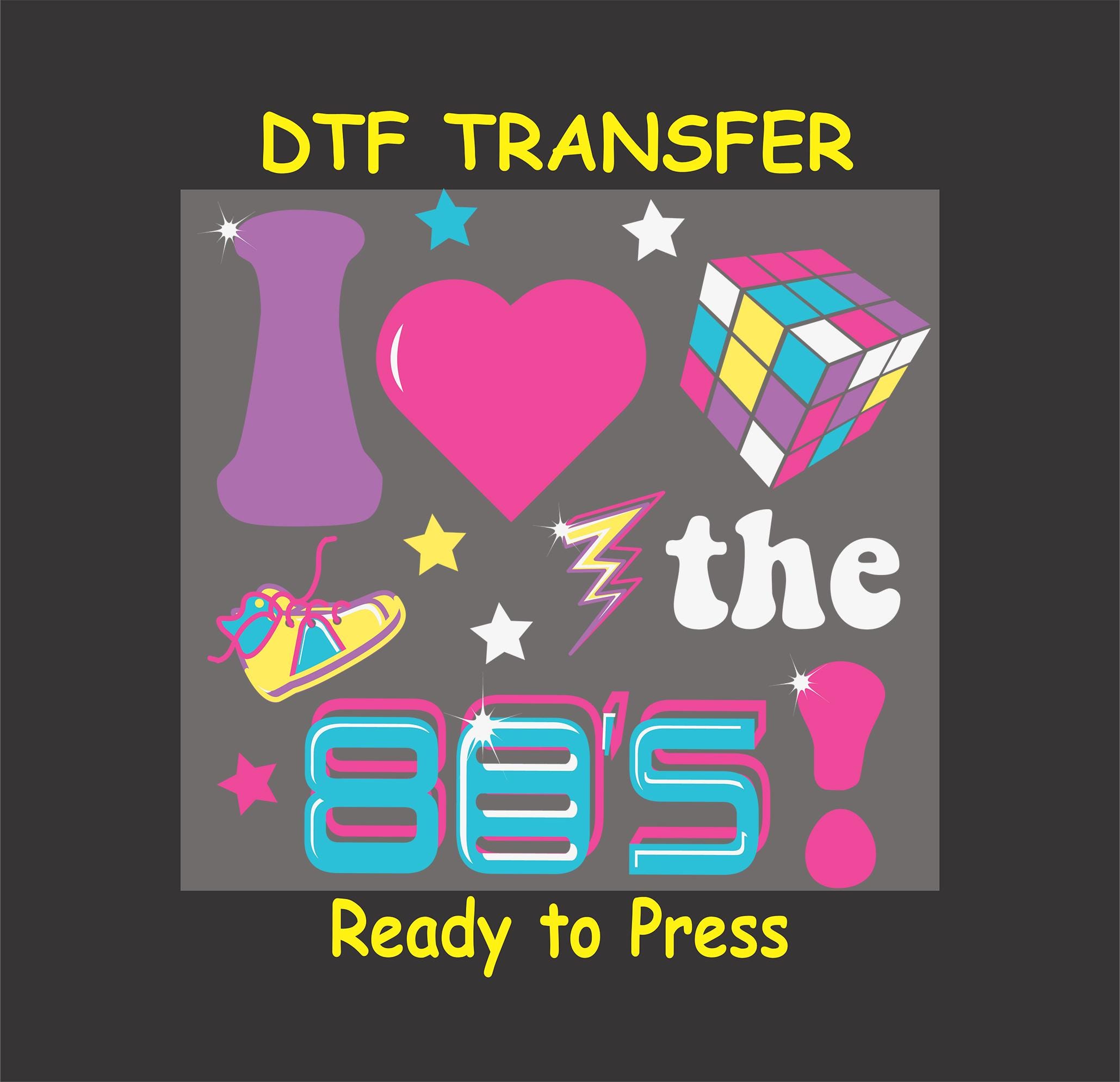 Retro 80s & 90s DTF Transfer Iron on Heat Transfer - Ready to Press, "i ...