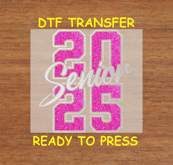 Graduation DTF Transfer Iron On Heat Transfer - Ready to Press, Glitter Senior 2025 Graduation Design Hot Peel Transfer DIY Shirt