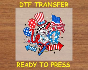 4th Of July DTF Transfer Iron On Heat Transfer - USA Fireworks Hat DTF Transfer - Ready to Press for Independence Day Shirt