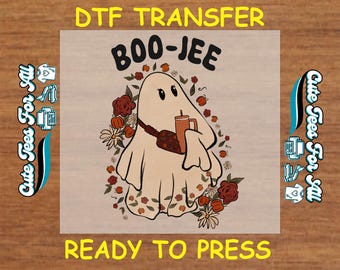 Halloween DTF Transfer Iron On Heat Transfer - Trendy Halloween Ghost DTF Transfer - Ready to Press for DIY Festive Fall Graphic Tees