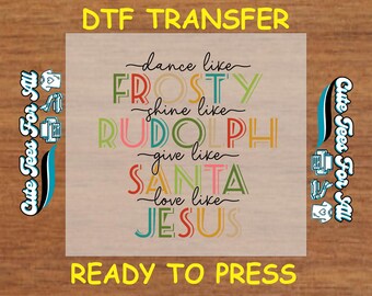 Christmas DTF Transfer – Faith Inspired Iron On Heat Transfer Decal Ready to Press DTF for DIY Christmas Shirts