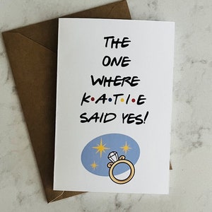 Friends Theme Personalized Engagement Card, Bridal Shower, Bachelorette Party, The One Where She Said Yes, Friends Theme, Wedding Card, B