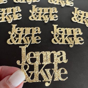 Personalized Confetti 2 Names, 1 1/2" tall, 40 Pieces, Table Scatter, Wedding Confetti, Bridal Shower, Anniversary, Engagement, Gold, Silver