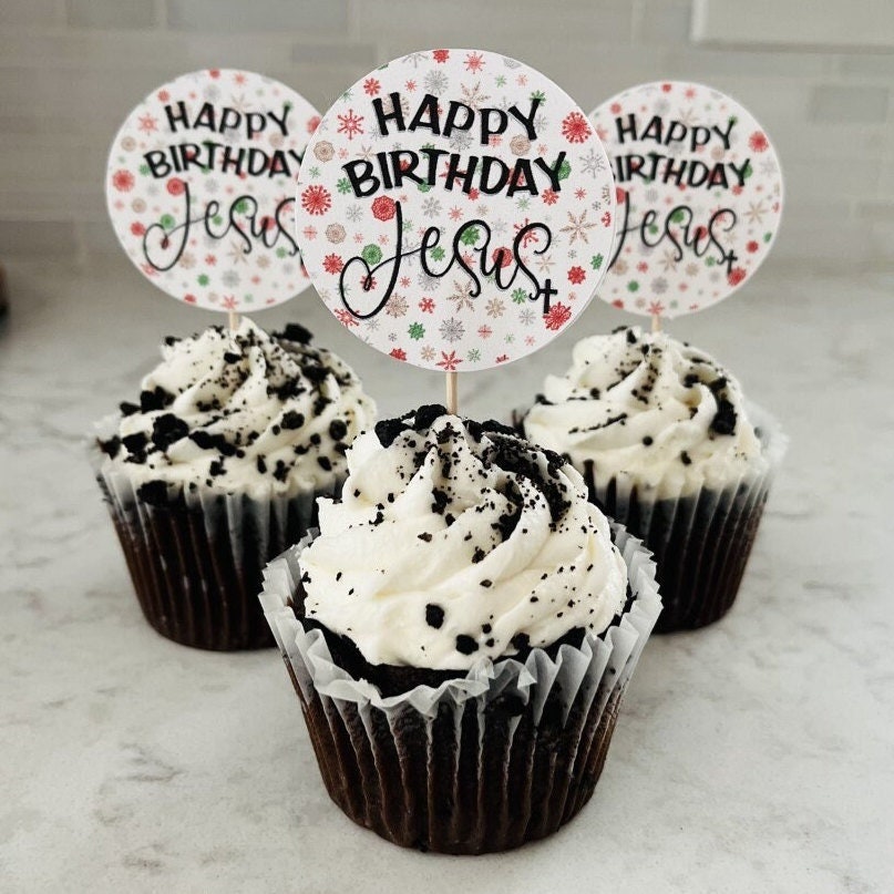 Happy Birthday Jesus Cake Topper - Etsy for Jesus Birthday Cupcake Toppers Free Printable