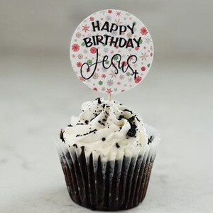 Happy Birthday Jesus Cupcake Topper, Birthday, Christmas Cupcake ...