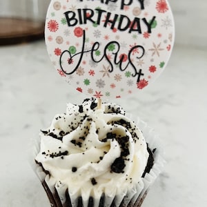 Happy Birthday Jesus Cupcake Topper, Birthday, Christmas Cupcake ...