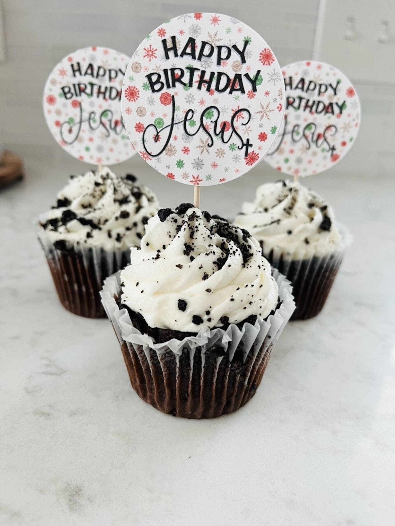 Happy Birthday Jesus Cupcake Topper, Birthday, Christmas Cupcake ...