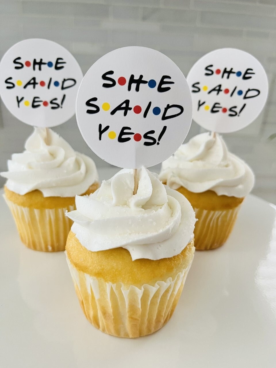 Friends Theme Bridal Shower Decor, She Said Yes Cupcake Topper, Engagement, Friends Bachelorette, Donut Topper, Friends Wedding