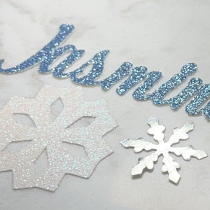 Custom Name Confetti, Personalized Glitter Confetti, 50 pieces, Winter Wonderland, Birthday Party, Baby Shower, Table Scatter, Snowflake