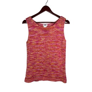 Vintage JMK Tank Women Large Pink Orange Space Dye Ramie Cotton Knit Top
