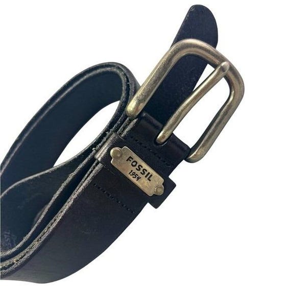 Fossil 1954 Vintage Black Genuine Leather Belt Men display picture 1