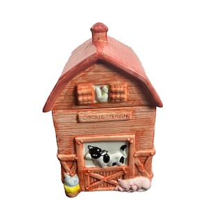 &quot;Rote &quot;&quot;Country Cookie Barn&quot;&quot; Keksdose aus Keramik mit Bauernhoftieren Kuh Schwein Huhn.&quot;